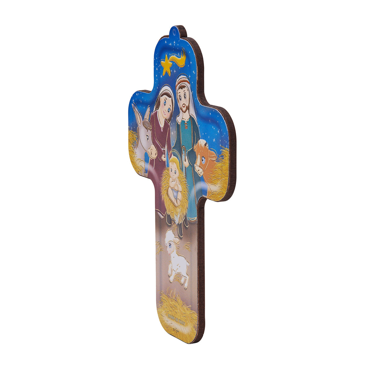 Cross-shaped Christmas Decoration With Nativity Scene For Children