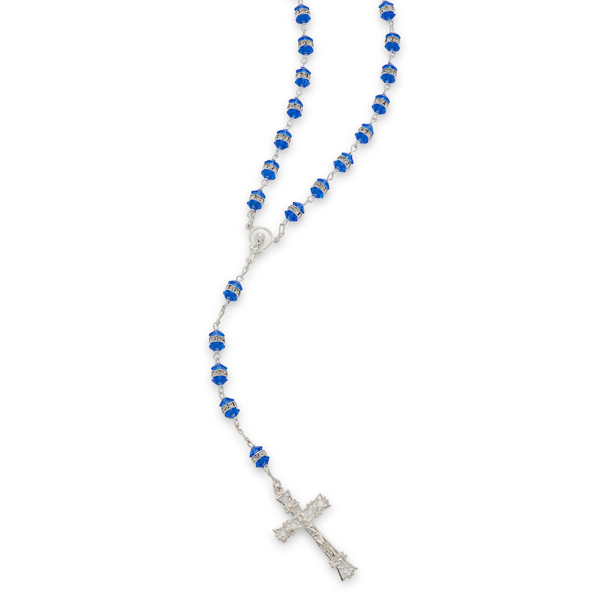 Crystal Rosary Beads with Sterling Silver Chain