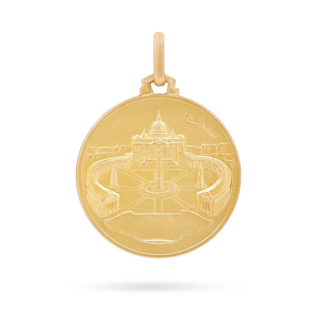 Double Sided Yellow Gold Medal Saint John Paul II and Saint Peter Basilica