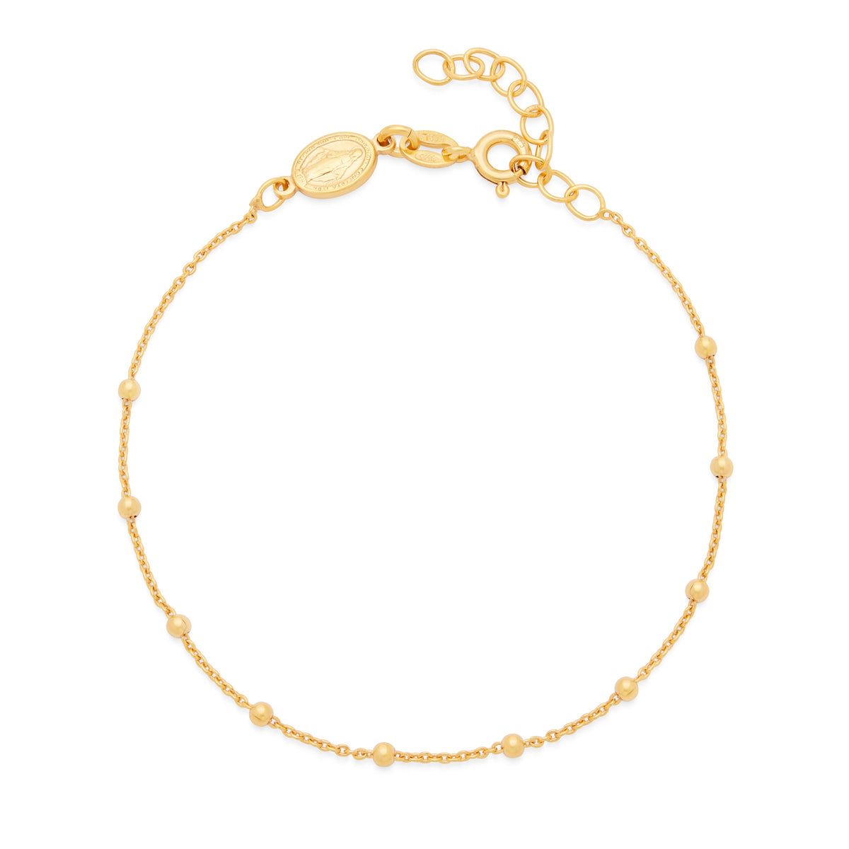 Gold-plated Sterling Silver Rosary Bracelet with Miraculous Medal