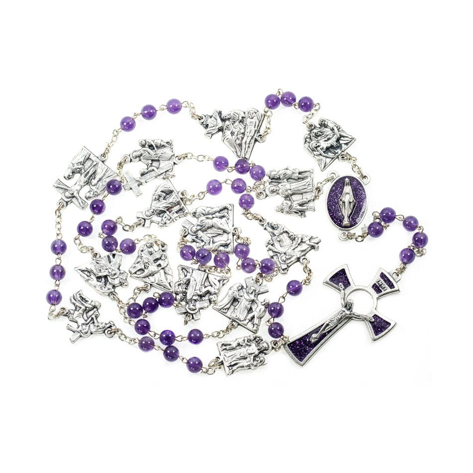 Handmade Way of The Cross Amethyst Chaplet