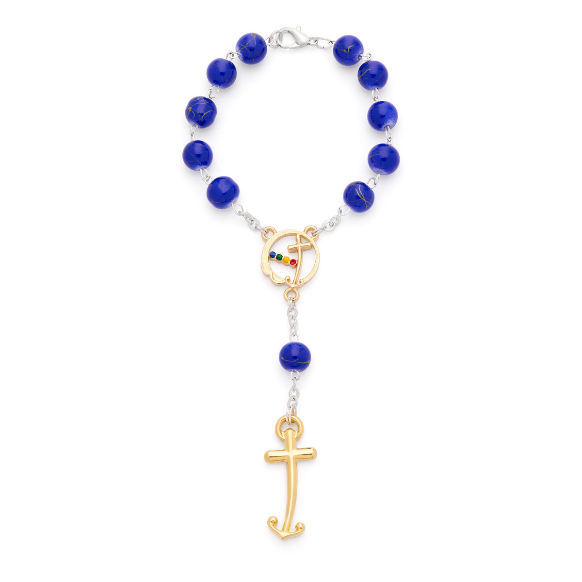 Jubilee 2025 One Decade Rosary with Blue Glass Beads