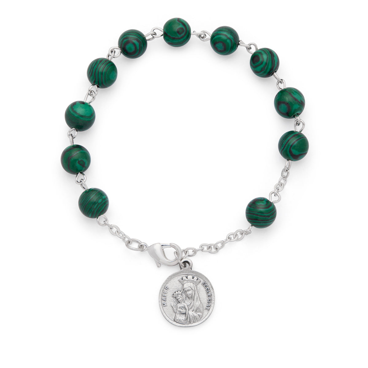 Mater Ecclesiae Rosary Bracelet with Malachite Beads