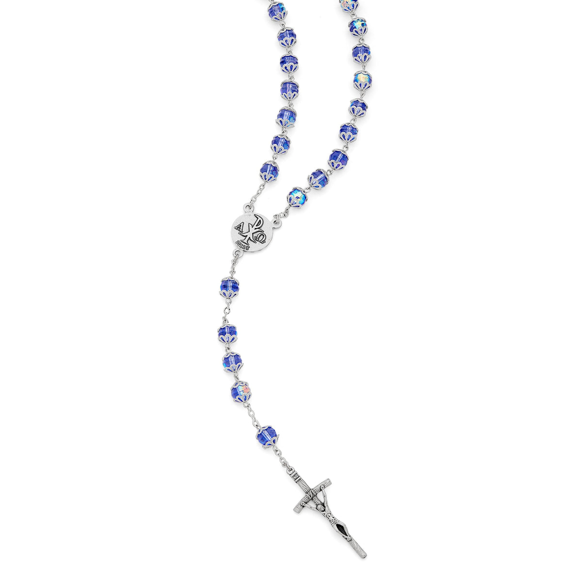 Mater Ecclesiae Rosary in Decorated Caps Blue Beads