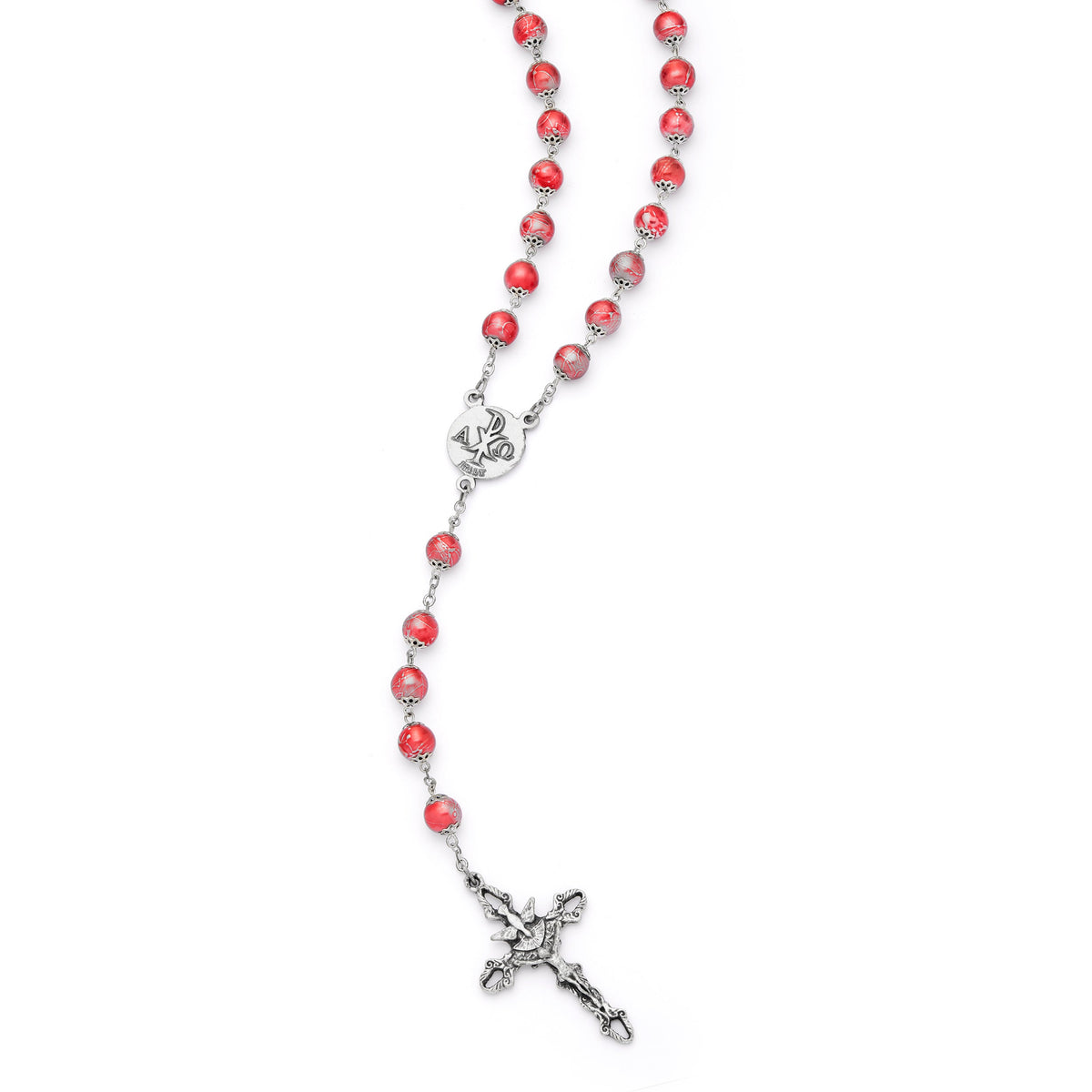 Mater Ecclesiae Rosary with Pearly Ruby Red Beads