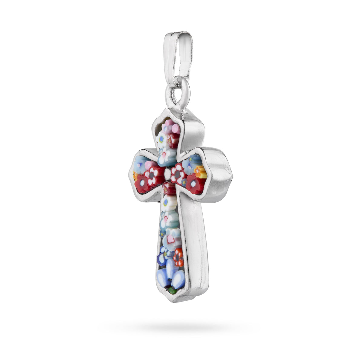 Metal Micromosaic Budded Cross with Little Flowers