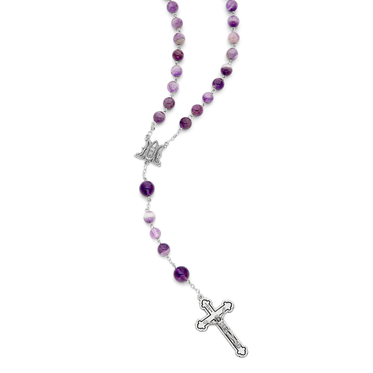 Metal Rosary with Amethyst Beads