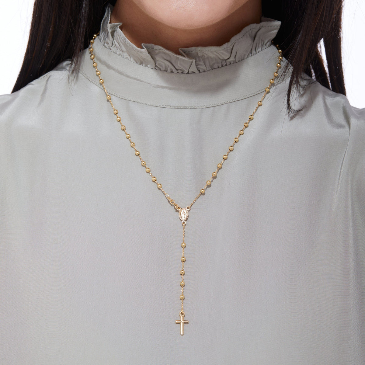 Miraculous Mary Yellow Gold Rosary Beads