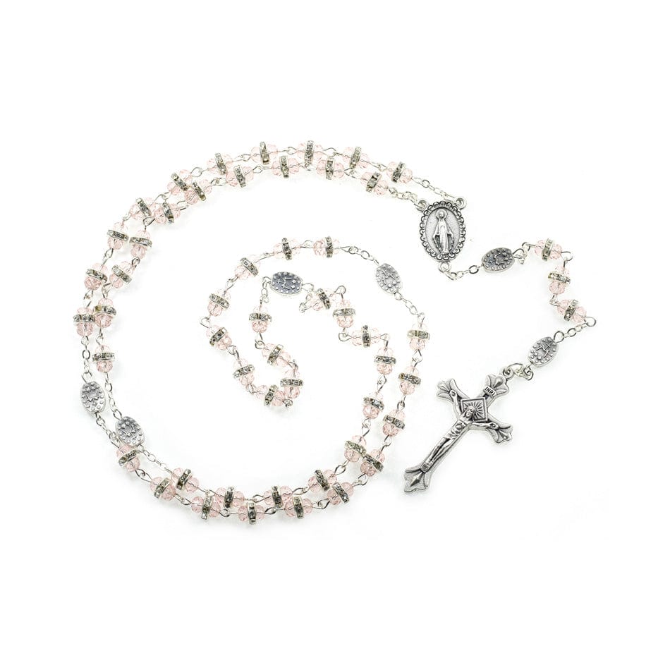 Miraculous Virgin Crystal Rosary in Glass Rhinestones Beads
