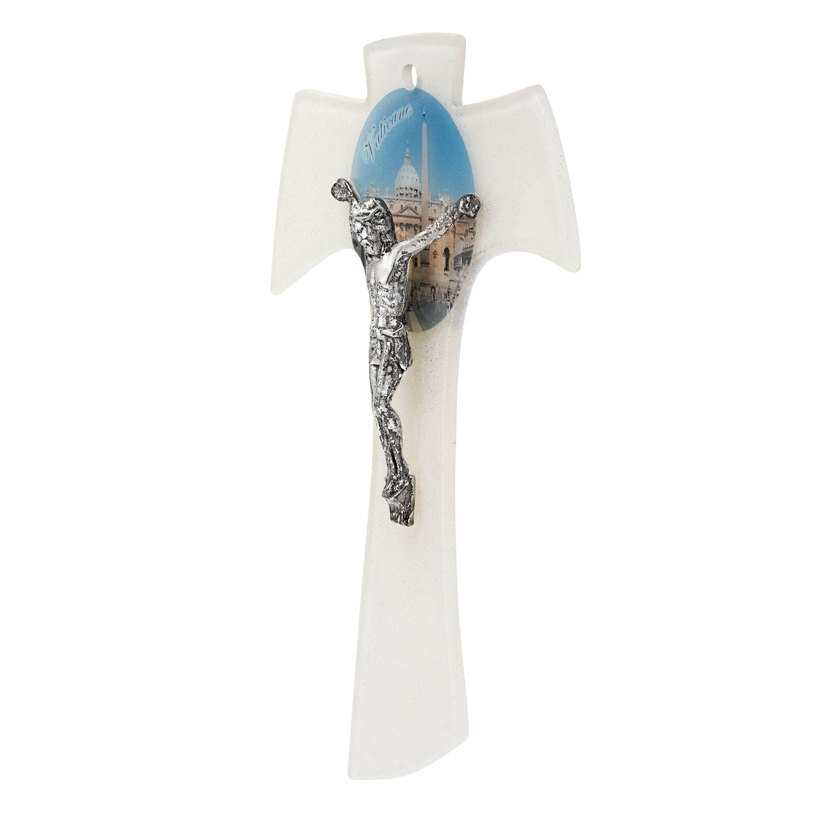 Murano Glass Tau Cross with Circle Depicting St. Peter's Square