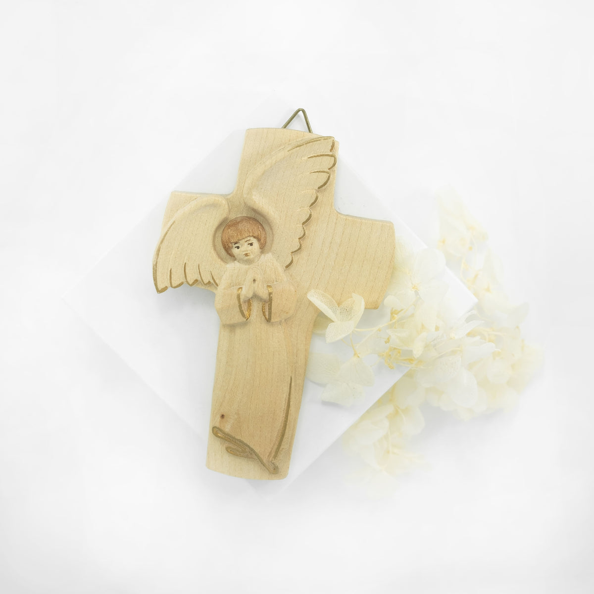 Natural Wood Cross With Angel