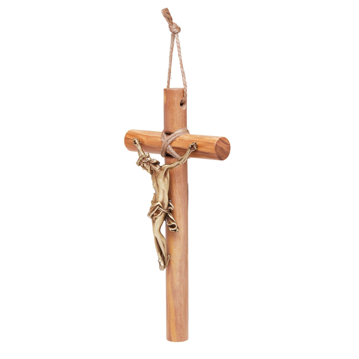 Olive Wood St. Benedict Crucifix With Rope Hanger