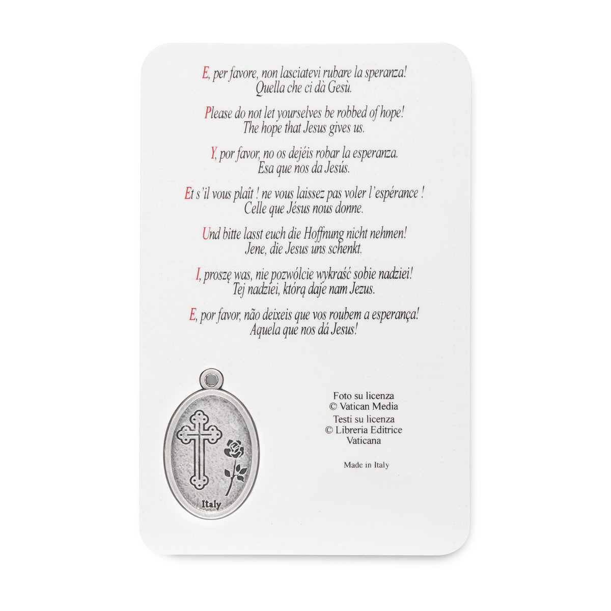Plasticized Holy Card of Pope Francis and St. Peter's Basilica with Jubilee 2025 Logo