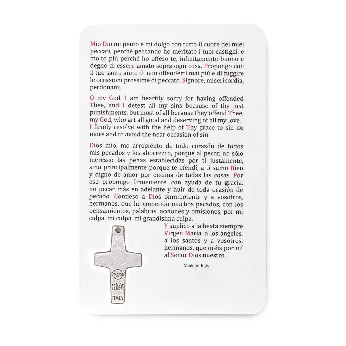 Plasticized Holy Card with Act of Contrition