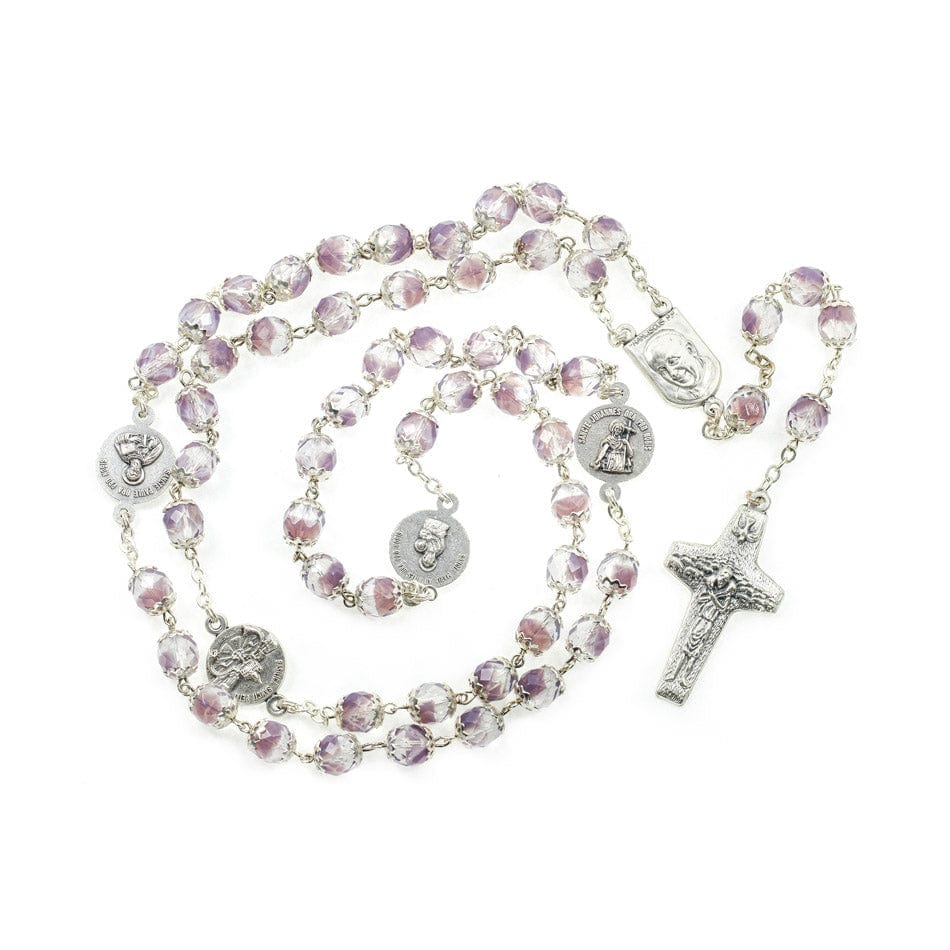Pope Francis Purple Crystal Rosary beads