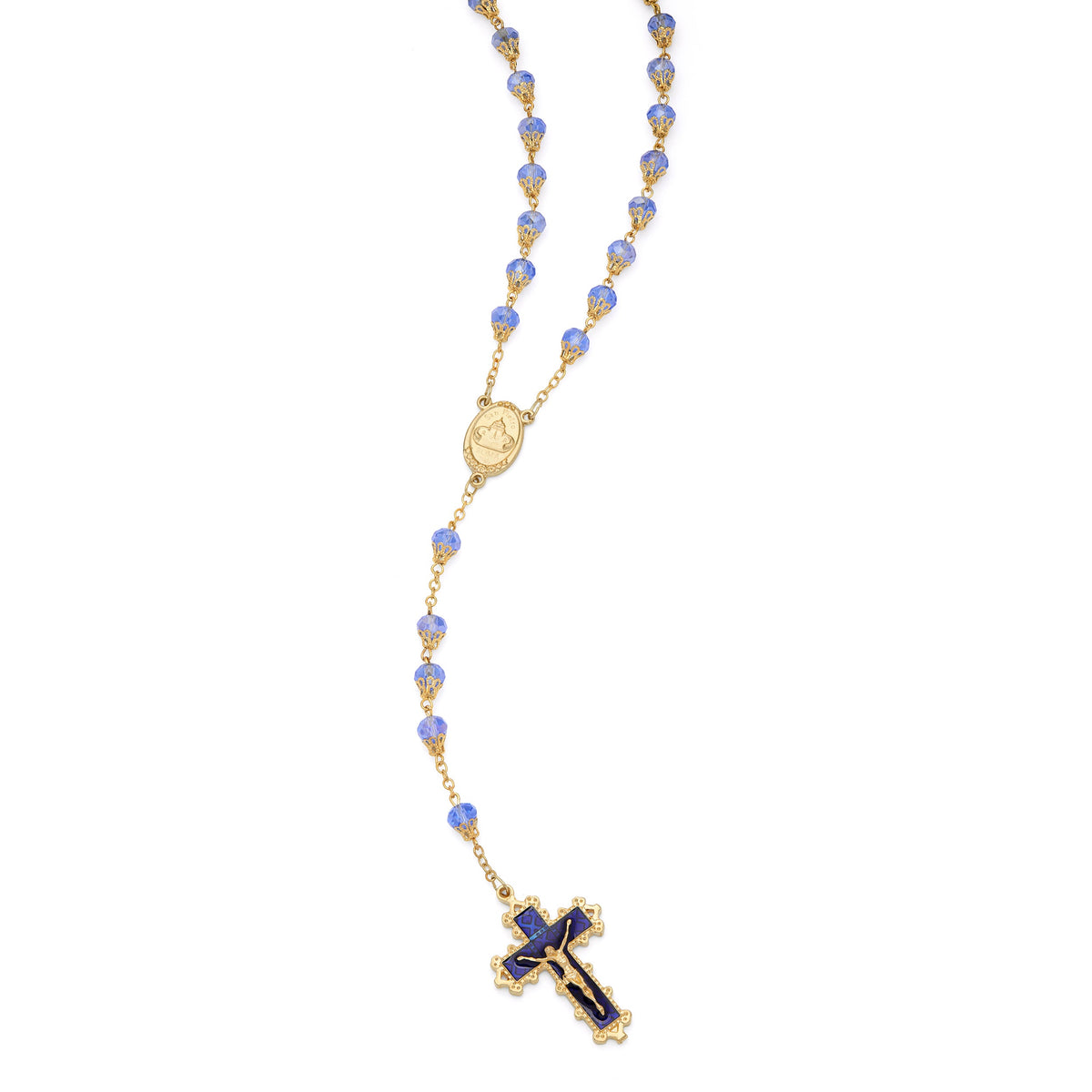 Pope Francis Rosary with Light Blue Balloon-shape Crystal Beads