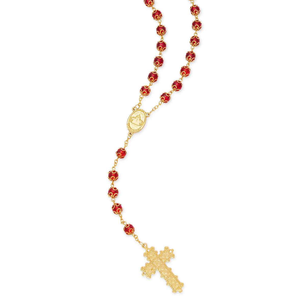 Pope Francis Rosary with Red Capped Crystal Beads