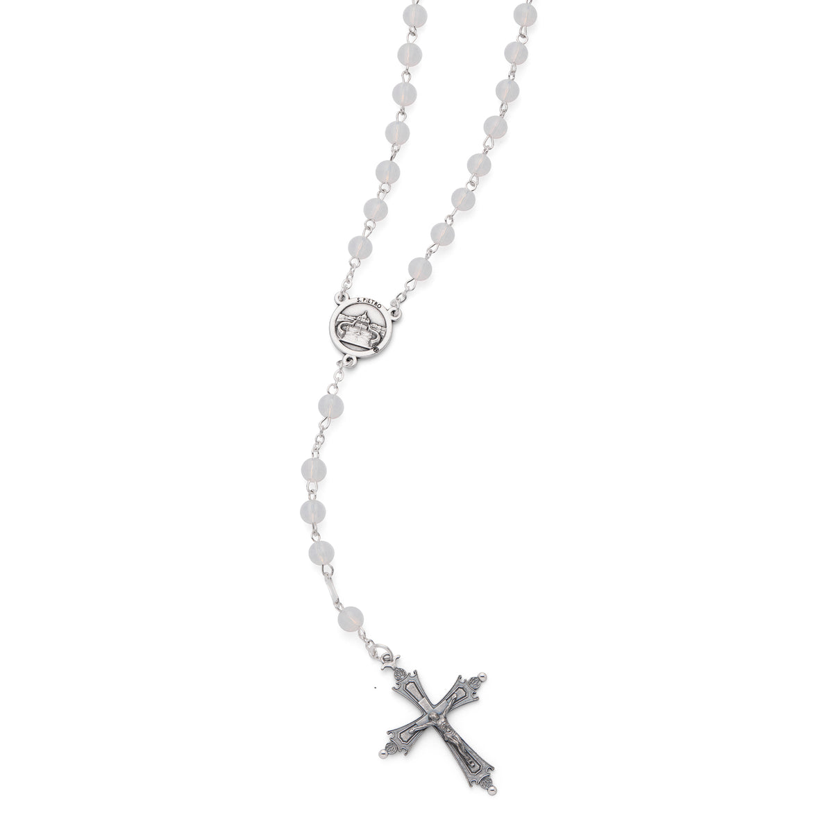 Pope Leo XIV Rosary with White Crystal Beads