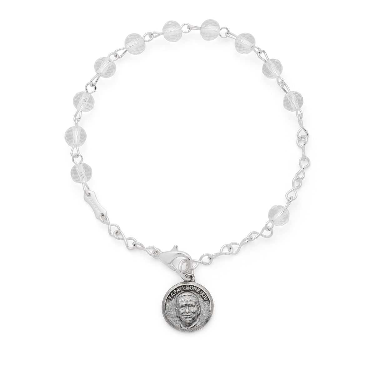Pope Leo XIV Bracelet with Clear Crystal Beads