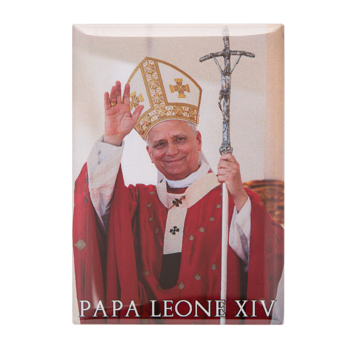 Rectangular Magnet of Pope Leo XIV with his Ferula