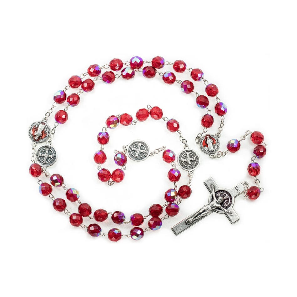Red Crystal Rosary of Saint Benedict