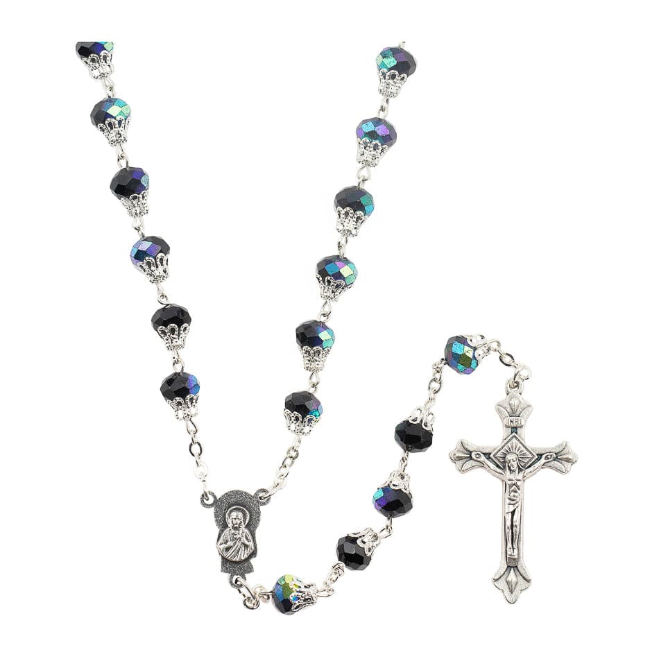 Rosary in Faceted Mongolfiera Glass Beads
