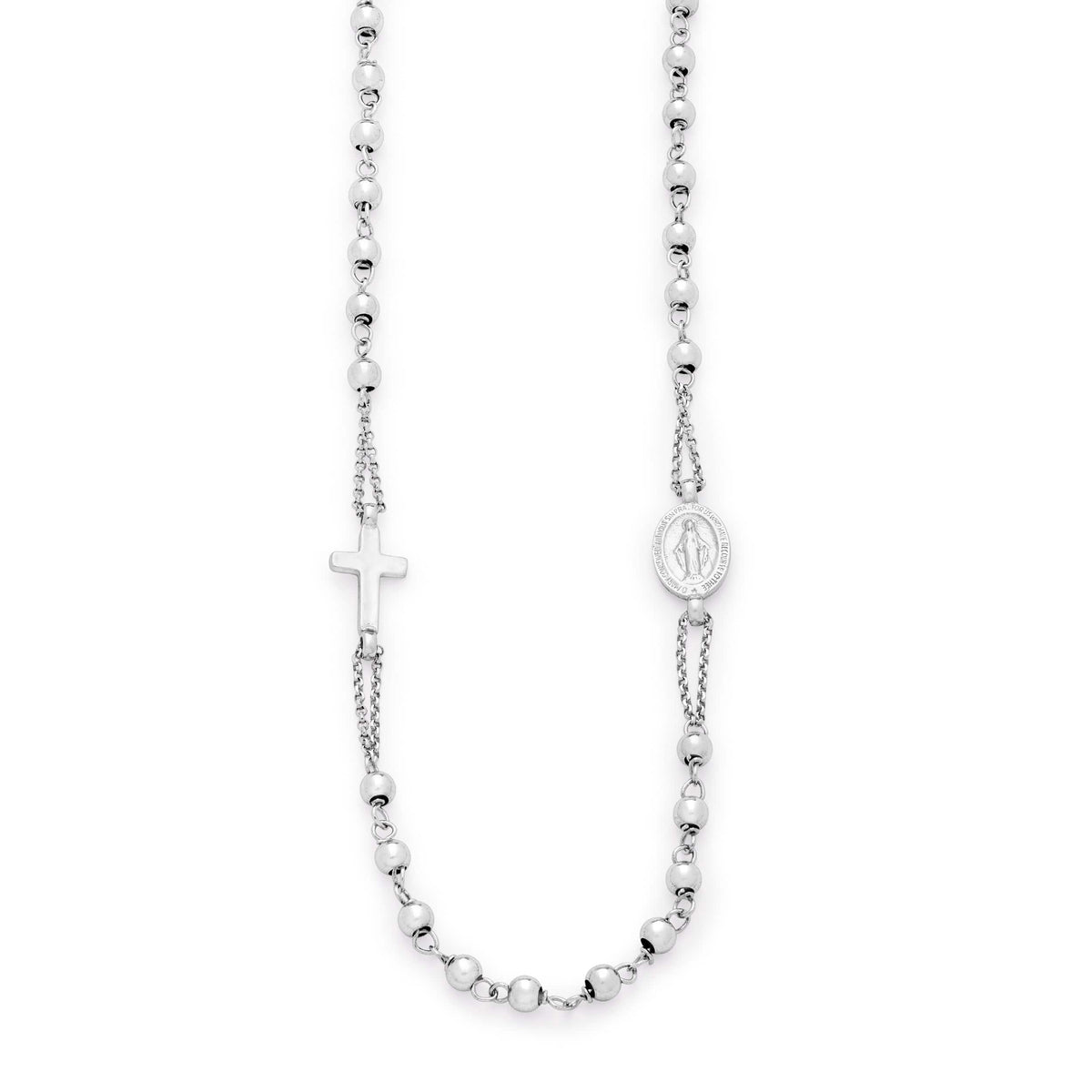 Rosary Necklace in White Gold