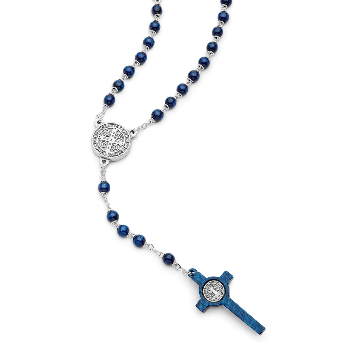 Saint Benedict Blue Wooden Rosary