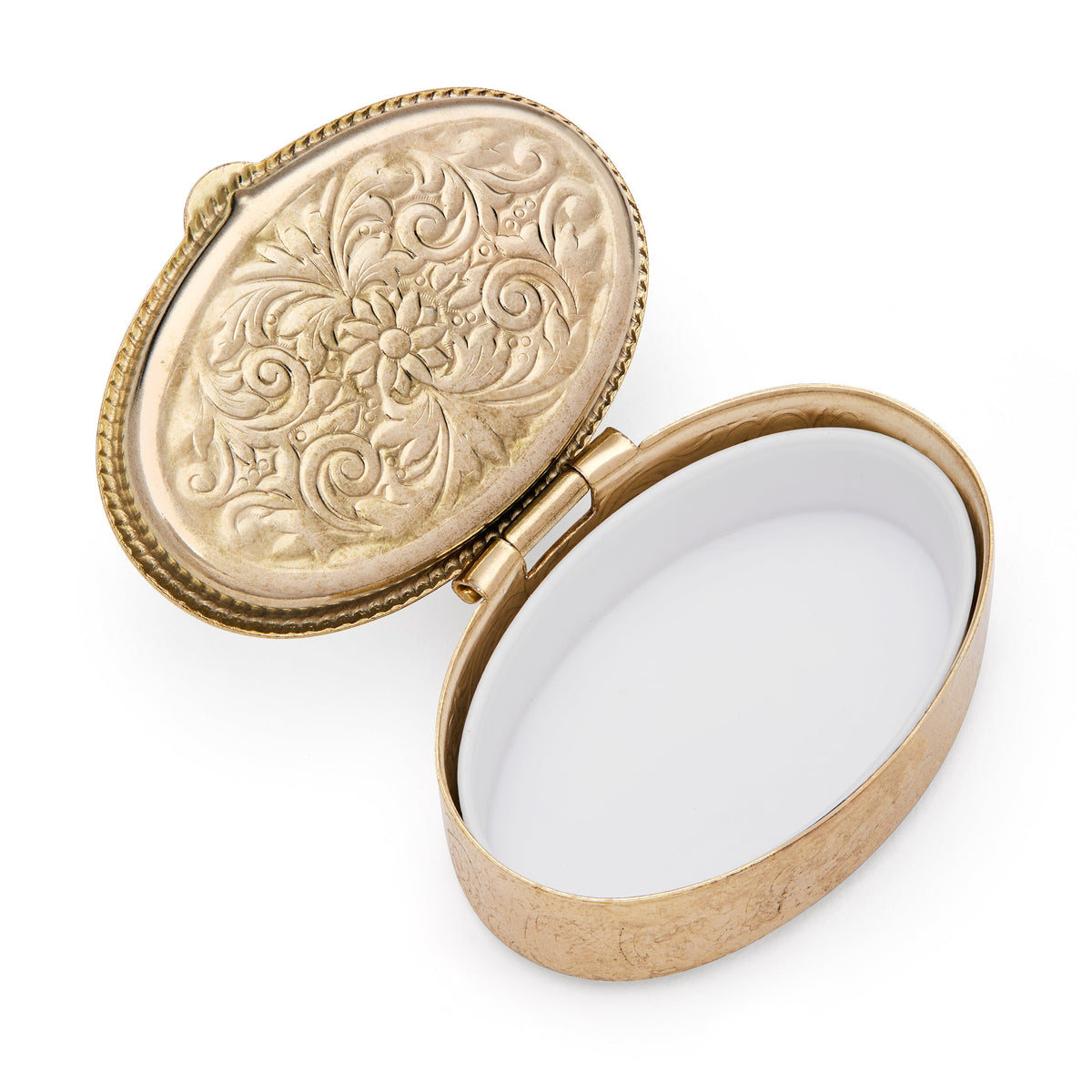 Small Oval Pill Box in Gold-tone Metal with Jubilee 2025 Logo