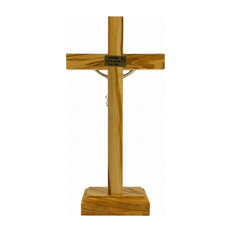 Standing Olive Wood Crucifix with Silver Corpus