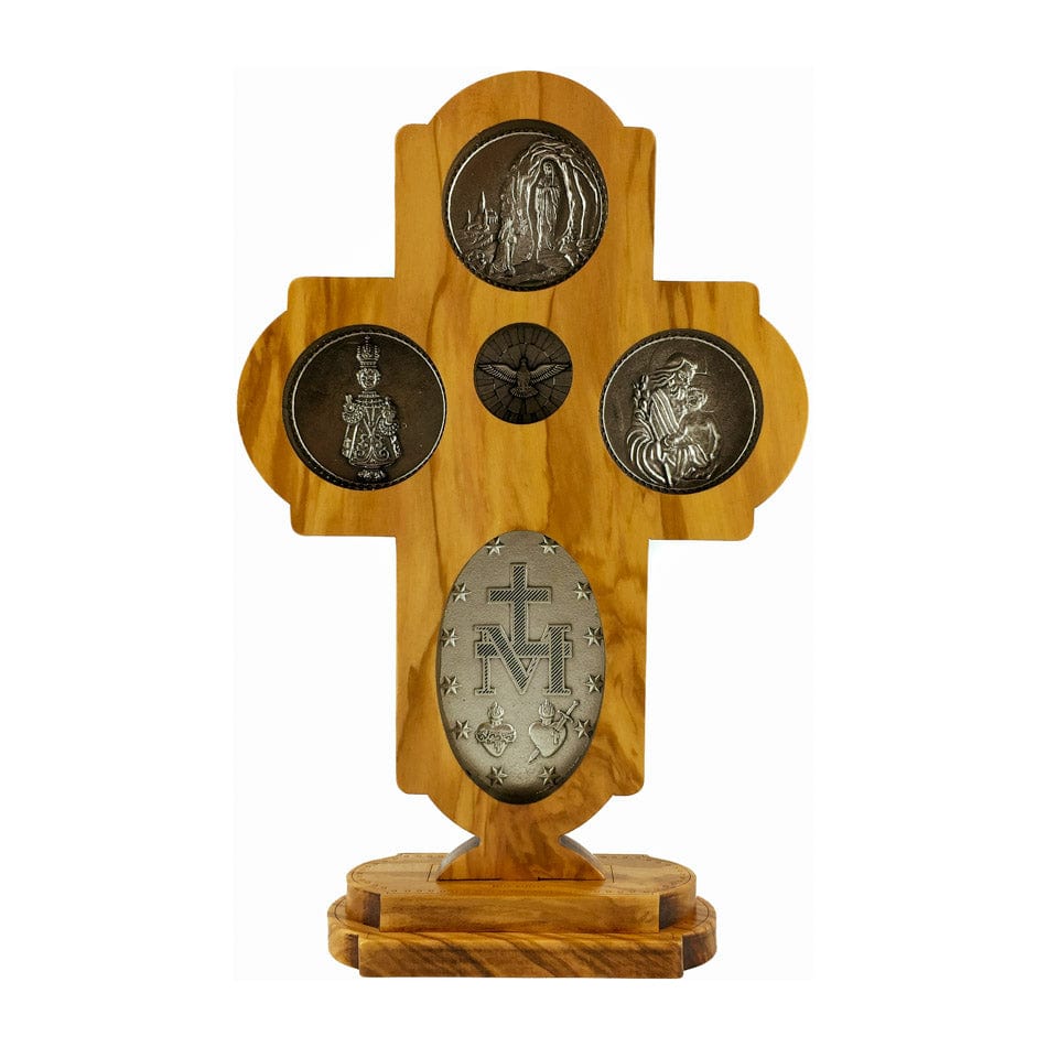 Standing Olive Wood Scapular Cross