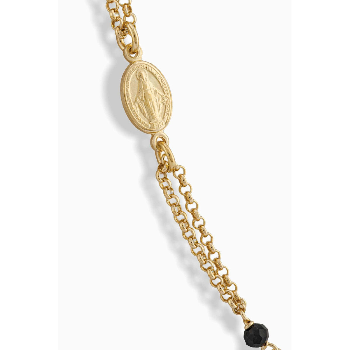STERLING SILVER PLATED 3 MM BLACK BEADS NECKLACE