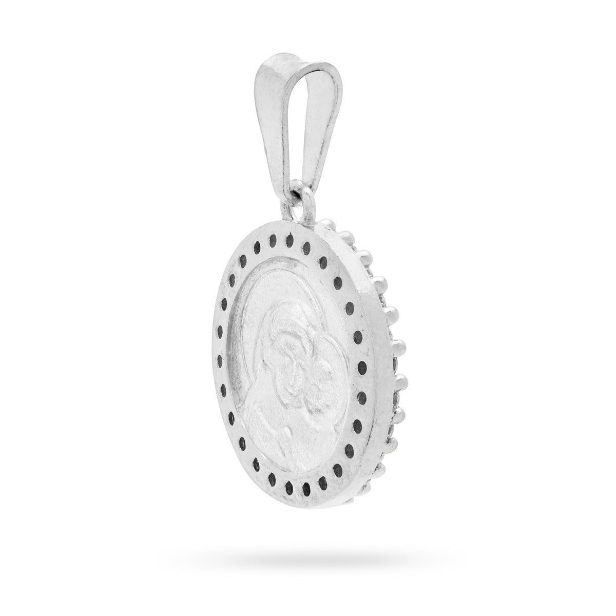 Sterling Silver Pope Leo XIV and Virgin Mary Medal with Cubic Zirconia
