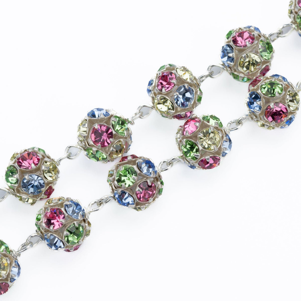 Sterling Silver Rosary with Multicolor Crystal Beads