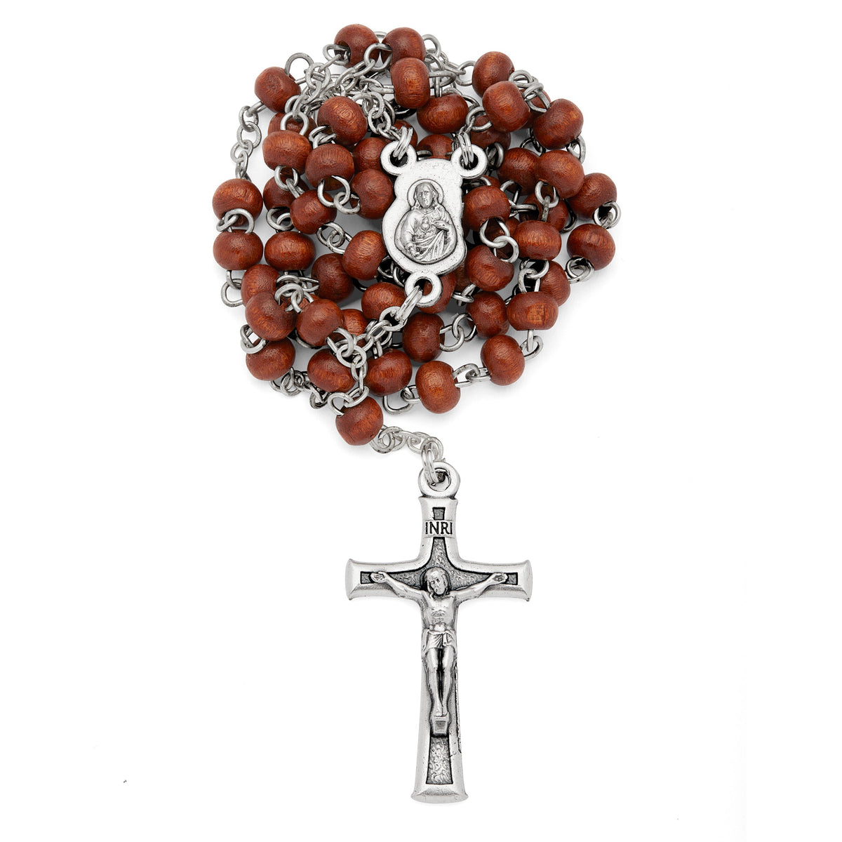 Olive Wood Putto Angel Rosary Case With Wood Rosary
