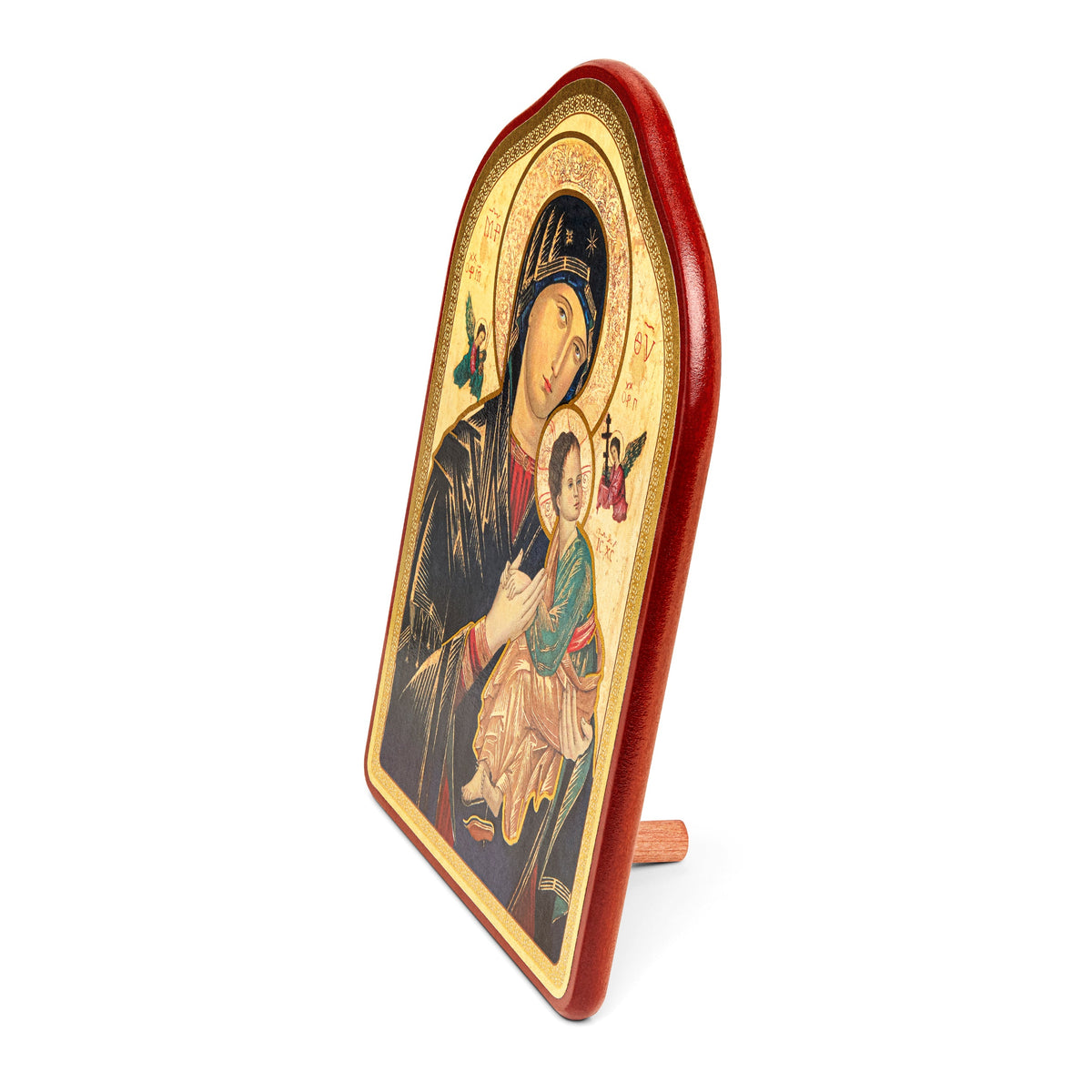 Wooden Painting With Red Frame of Our Lady of Perpetual Help