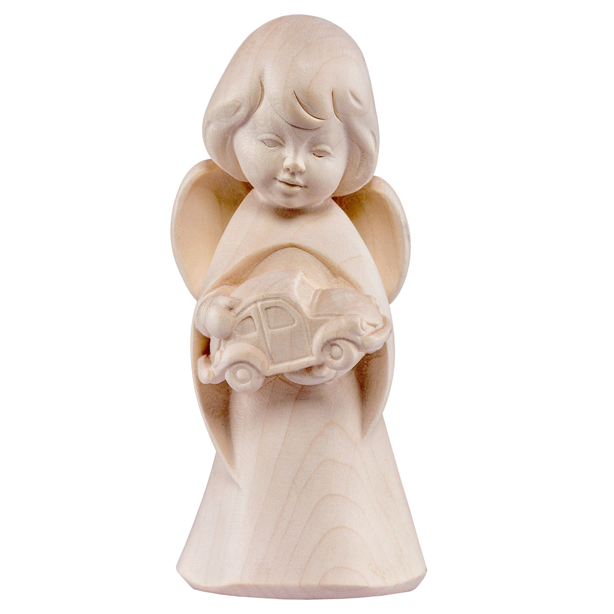 Wooden statue of Dream angel with car