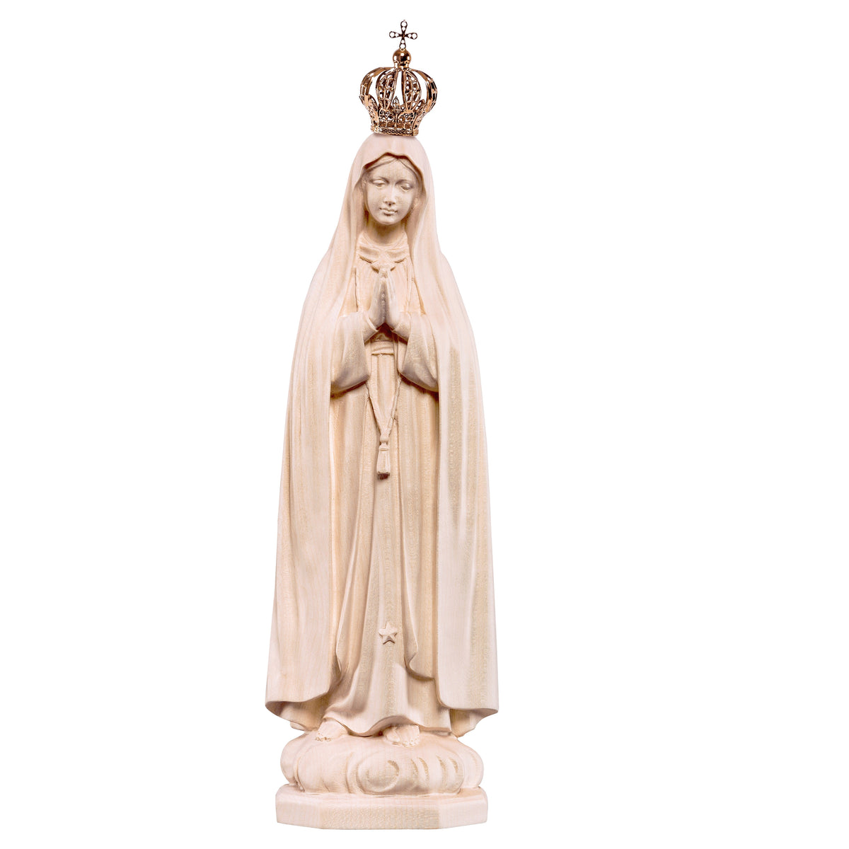 Wooden statue of Madonna Fátima with crown