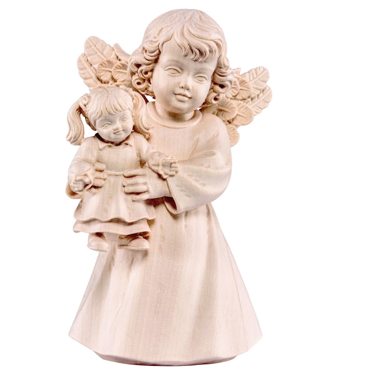 Wooden statue of Sissi angel with doll