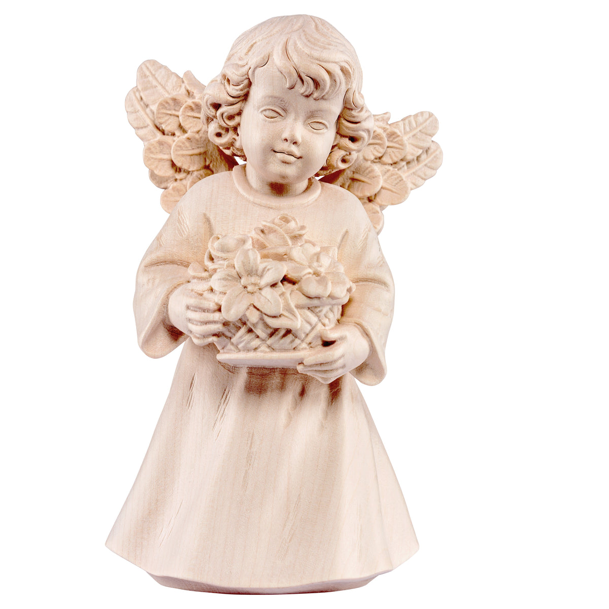 Wooden statue of Sissi angel with flowers