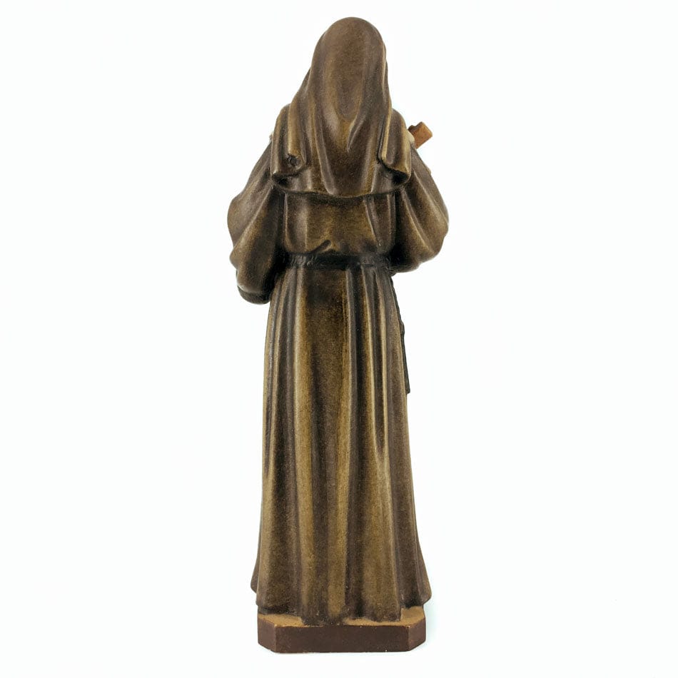 Wooden Statue of St. Rita of Cascia with Crucifix and Crown of Thorns