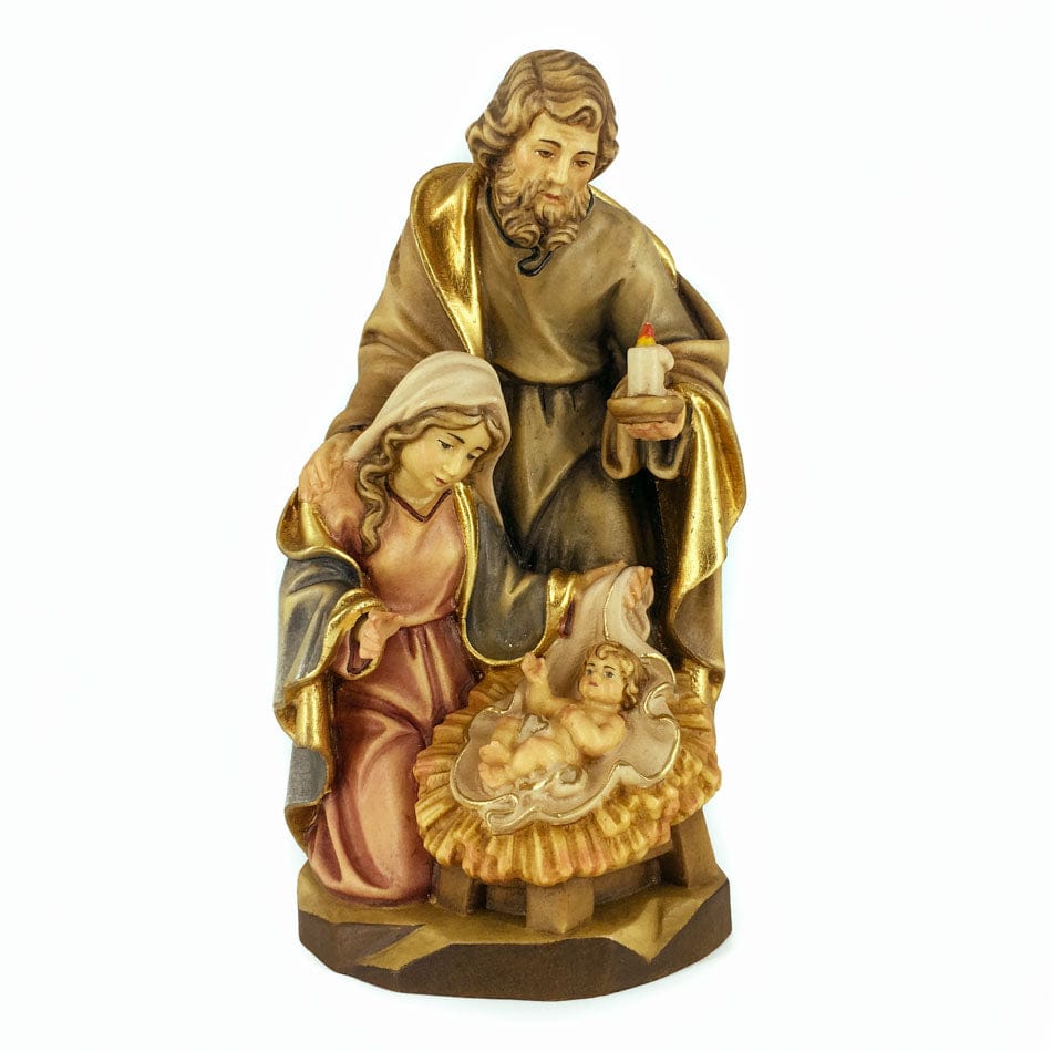 Wooden Statue of the Nativity With St. Joseph Holding a Candle
