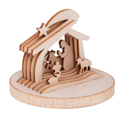 3D Wooden Nativity Scene