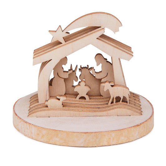 3D Wooden Nativity Scene