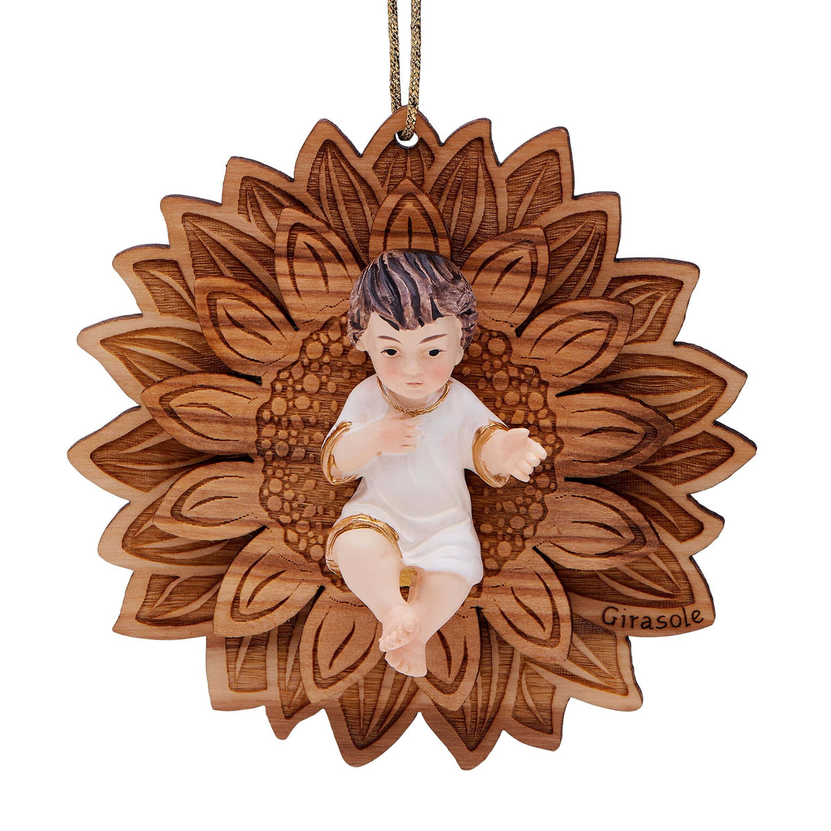 Baby Jesus on a sunflower