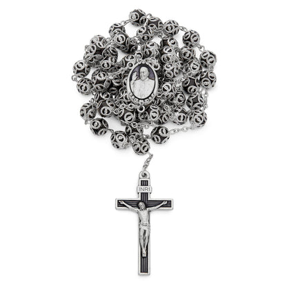 Black Glass Capped  Beads Rosary
