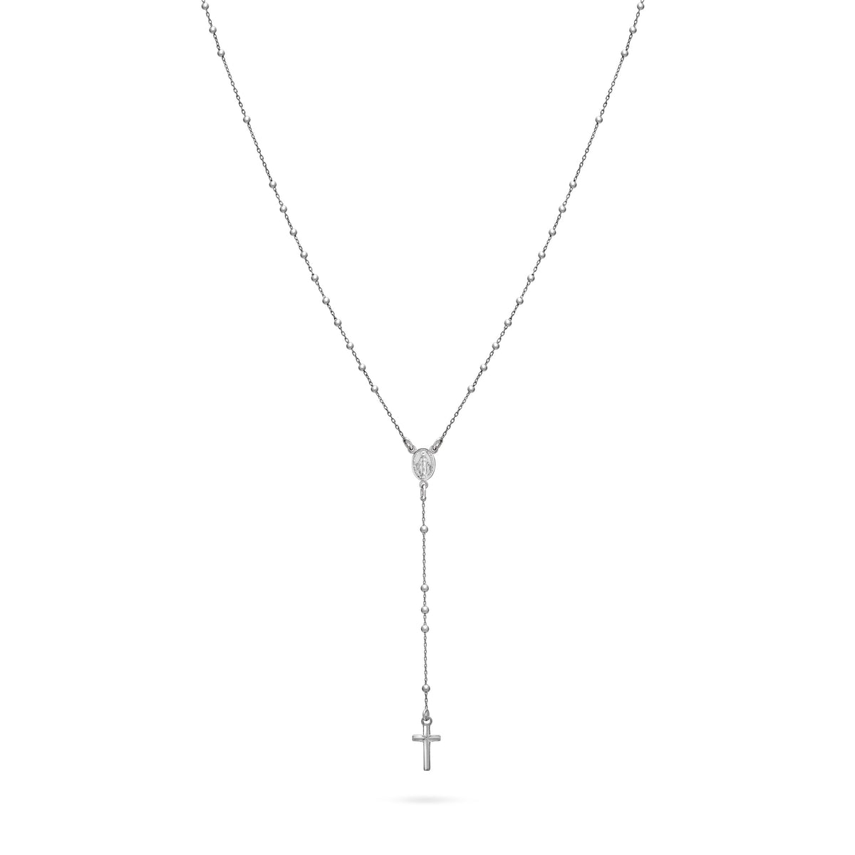 Black Rhodium-plated Sterling Silver Rosary with Small Beads