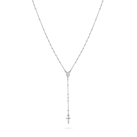 Black Rhodium-plated Sterling Silver Rosary with Small Beads