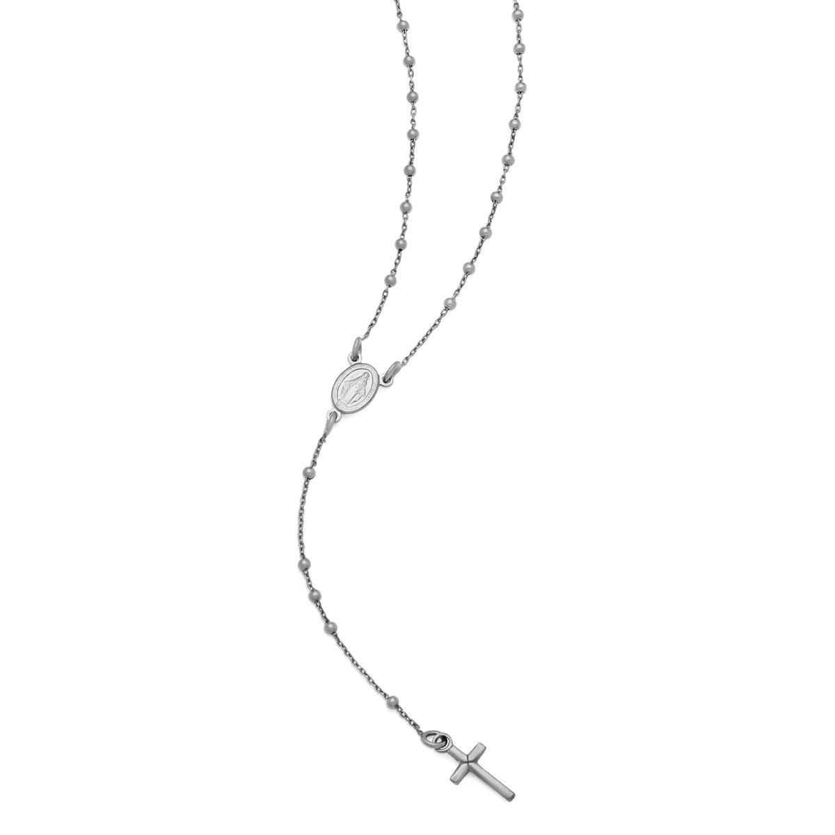 Black Rhodium-plated Sterling Silver Rosary with Small Beads