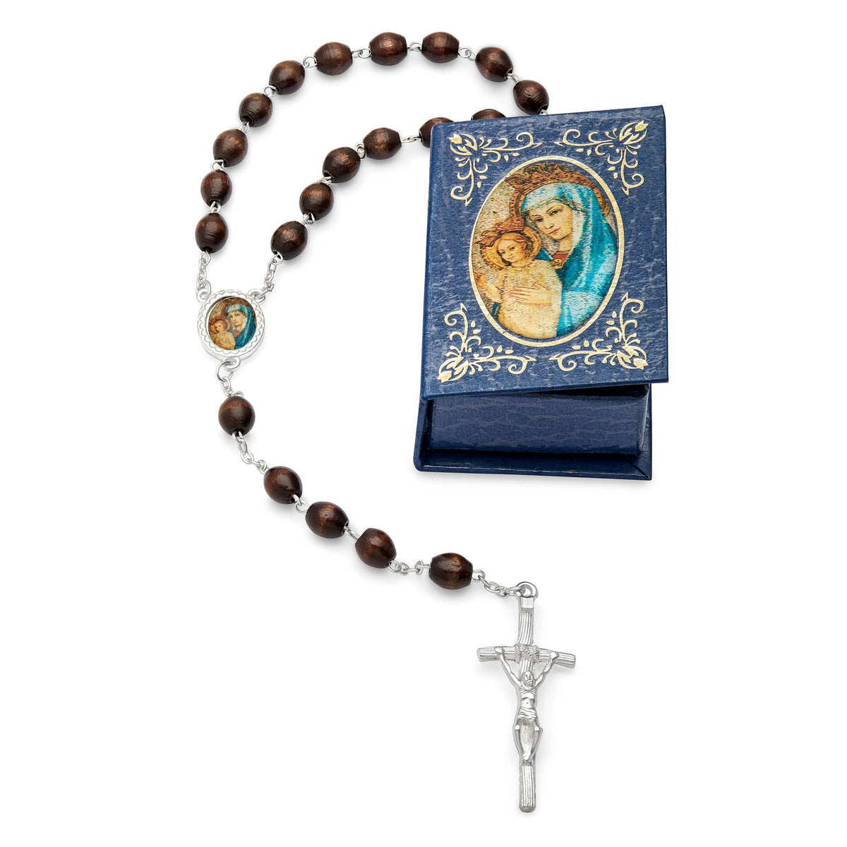 Mater Ecclesiae Blue Rosary Case with Wood Rosary